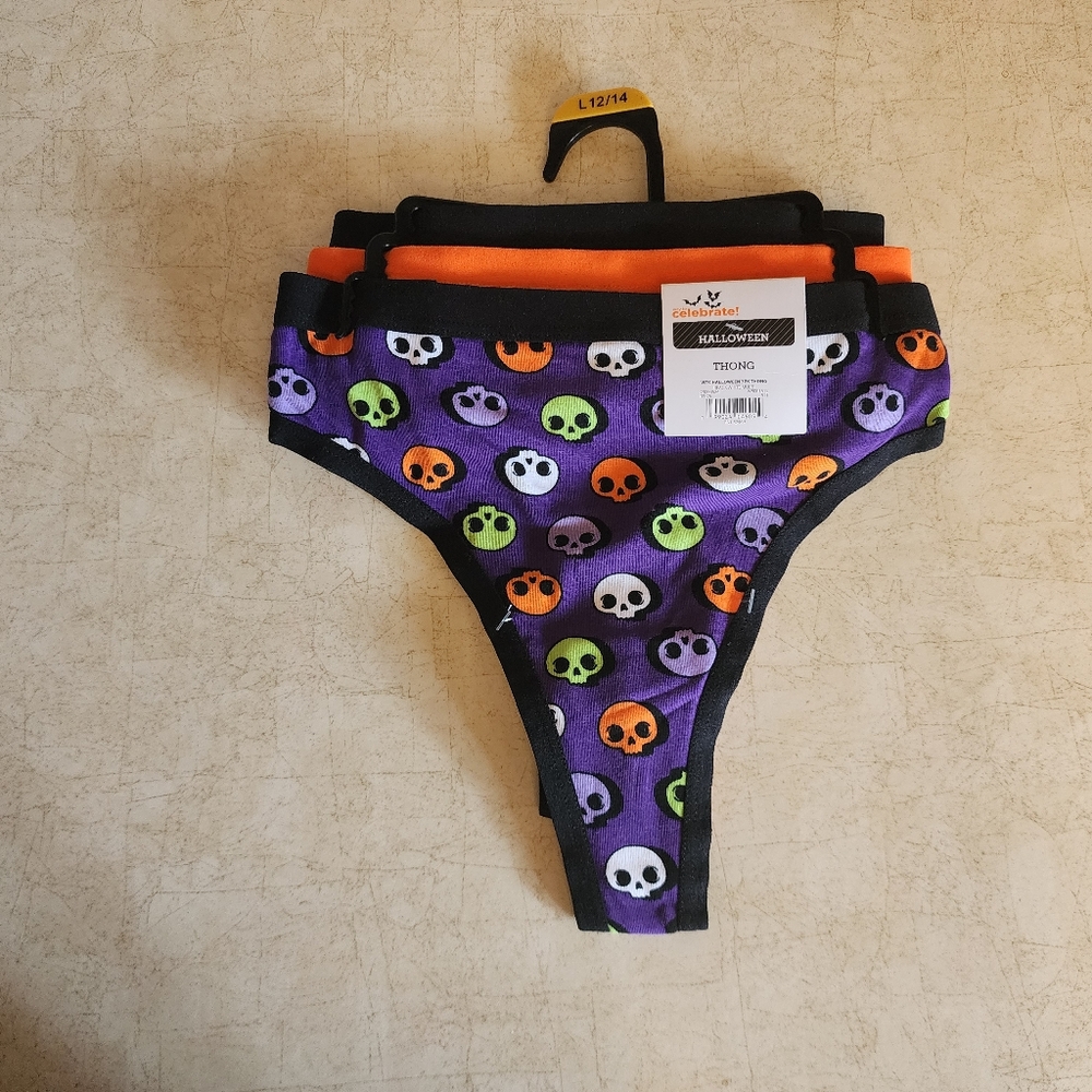 Women's Halloween Thong Panties, 3-Pack